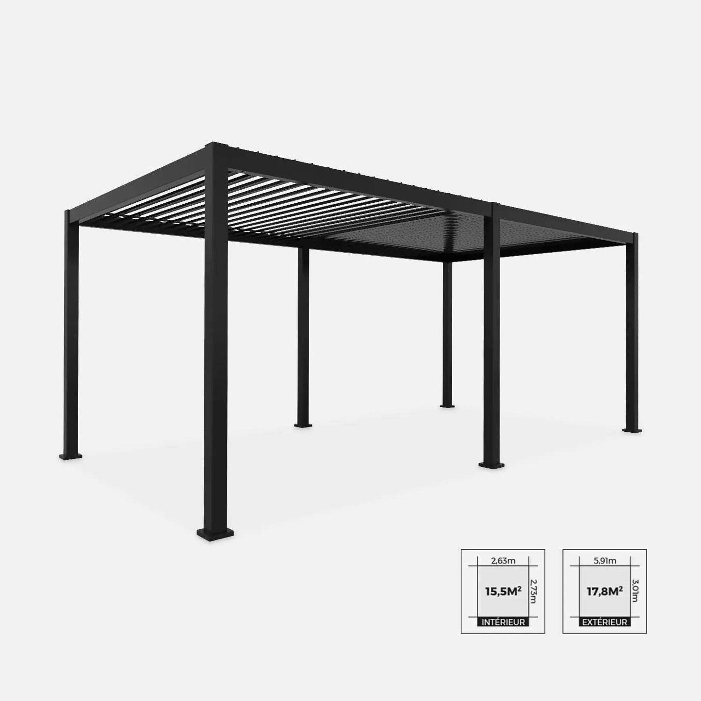 SWEEEK Pergola bioclimatique Triomphe 3x6m. aluminium. à lames orientables