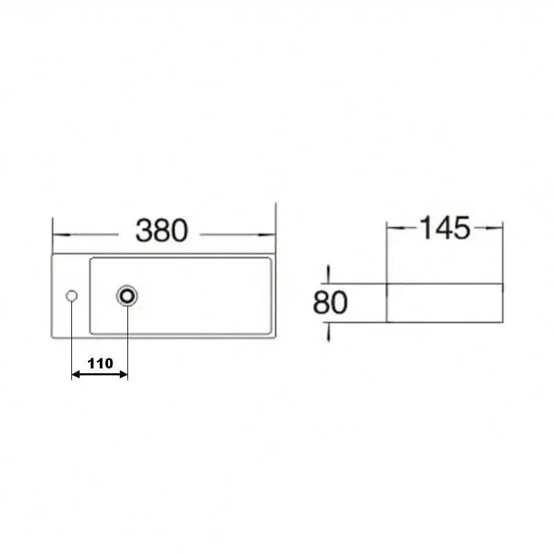 Lave main Rectangle Droite Céramique Blanc - 38x15 cm - Minimalist