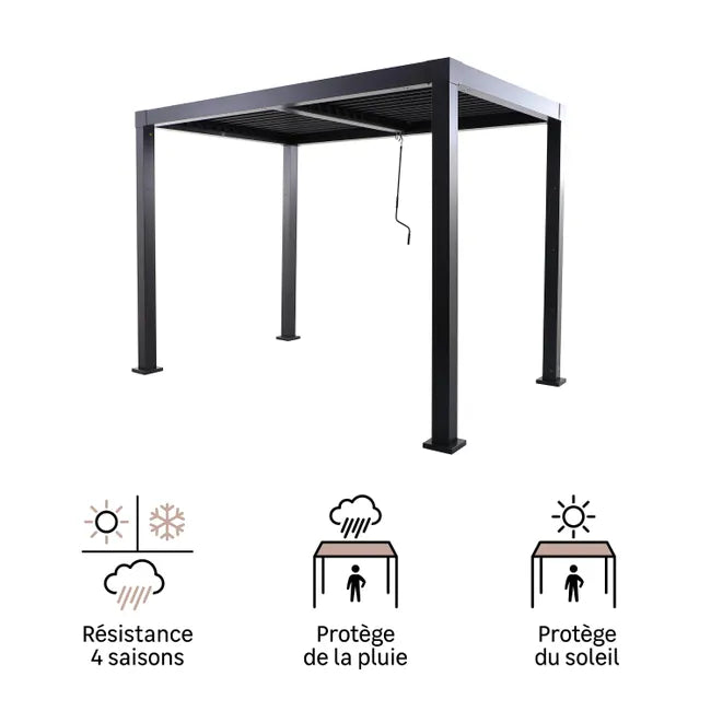 Pergola bioclimatique autoportante NATERIAL Clima aluminium gris