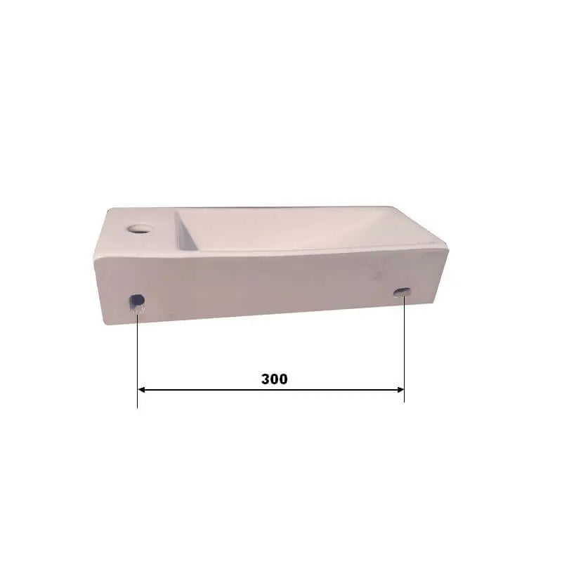 Lave main Rectangle Droite Céramique Blanc - 38x15 cm - Minimalist